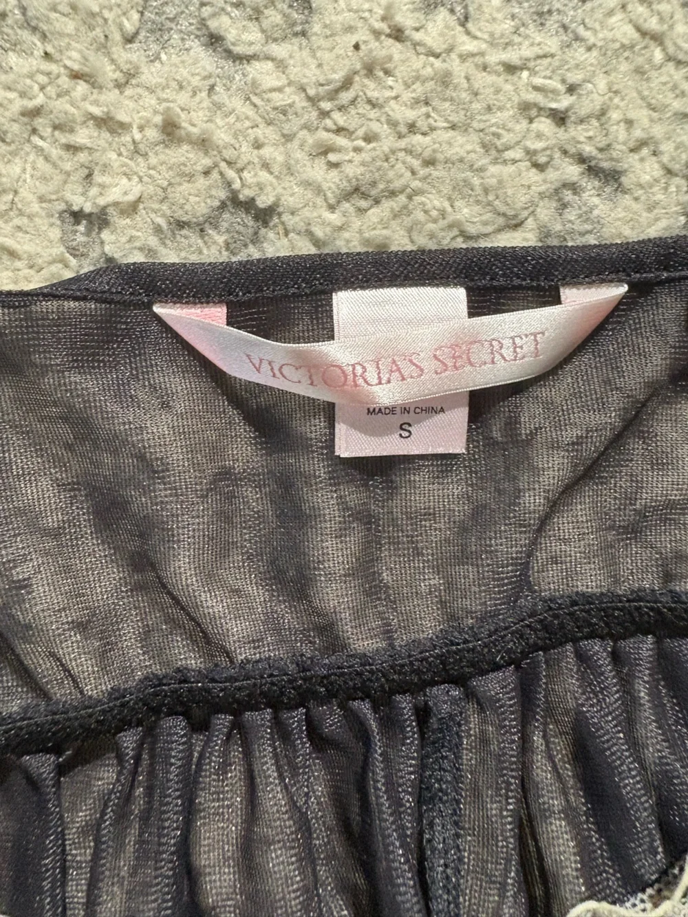 Victoria’s Secret vintage black white sheer mesh lace babydoll slip dress size S